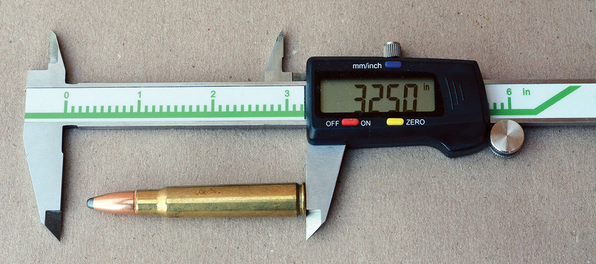 Industry maximum overall cartridge length for the 8mm Mauser is 3.250 inches. However, most factory loads are notably shorter.